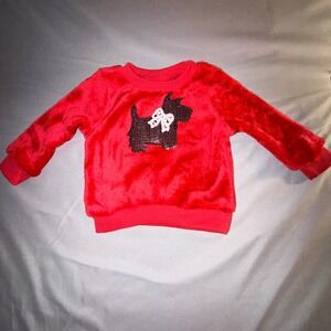 Just Lizzy Red Fluffy Dog Sequin Sweatshirt Toddler Girls 18M NWOT